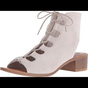 Steve Madden Aralyn light grey suede lace up sandal high top